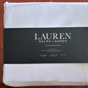 Ralph Lauren KING Size Cotton Dunham Sateen Sheet Set   300TC White  100% Cotton